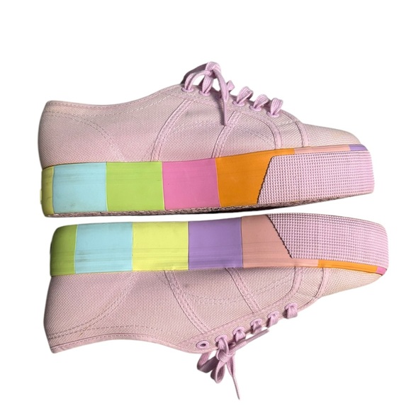 Superga platform sneakers Women's size 8.5 Pastel pink rainbow - Picture 4 of 11